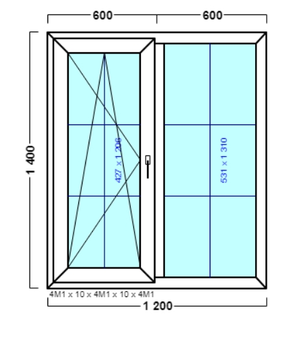 окно с раскладкой оп 65 {|vх} в2 1200х1400 {4м1-10-4м1-10-4м1 32мм}